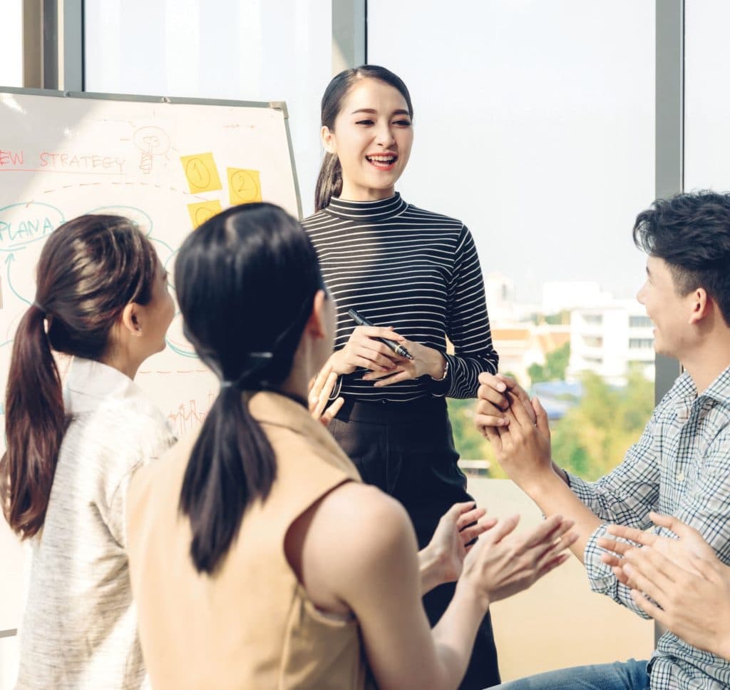Team collaborating in a meeting